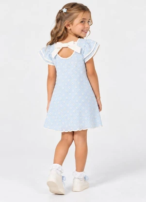 Trick Nick - Vestido Infantil Verão em Plissado Floral Azul - TRICK NICK