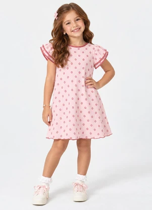 Trick Nick - Vestido Infantil Verão em Plissado Floral Rosa - TRICK NICK