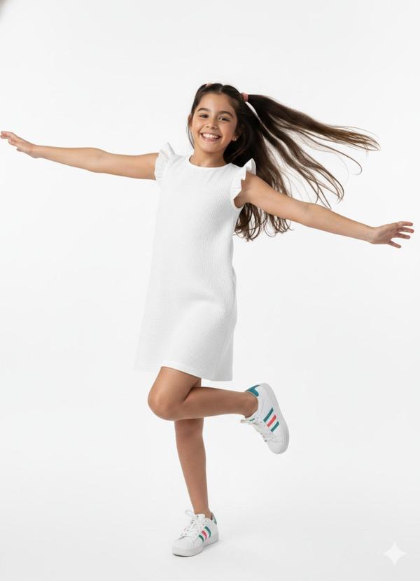 Rosa Azul - Vestido Infantil Verão Menina Iaia Branco