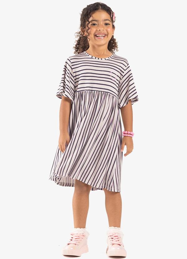 Rovi Kids - Vestido Infantil Visco Maquinetada Azul 3