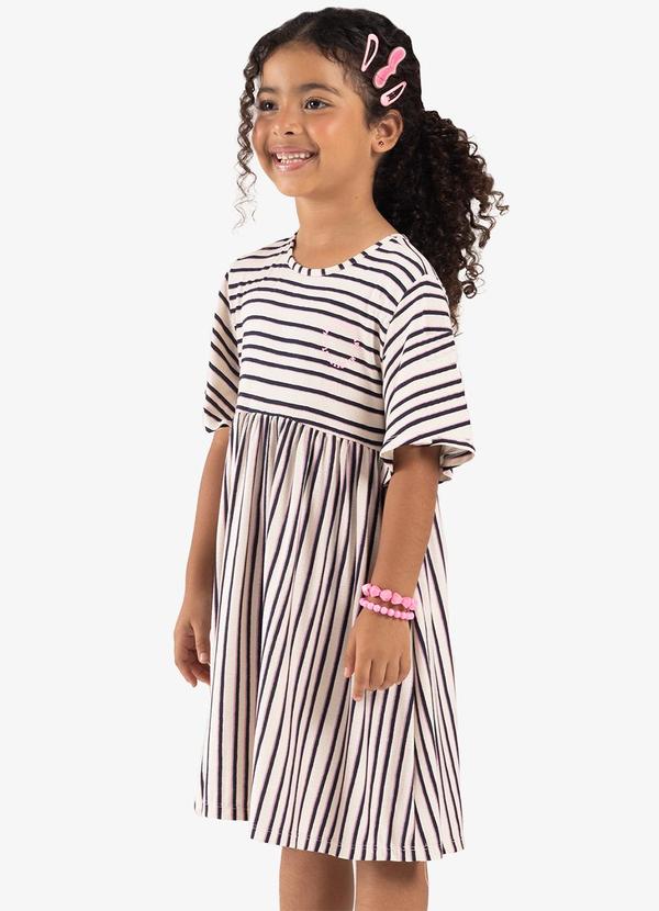 Rovi Kids - Vestido Infantil Visco Maquinetada Azul 4