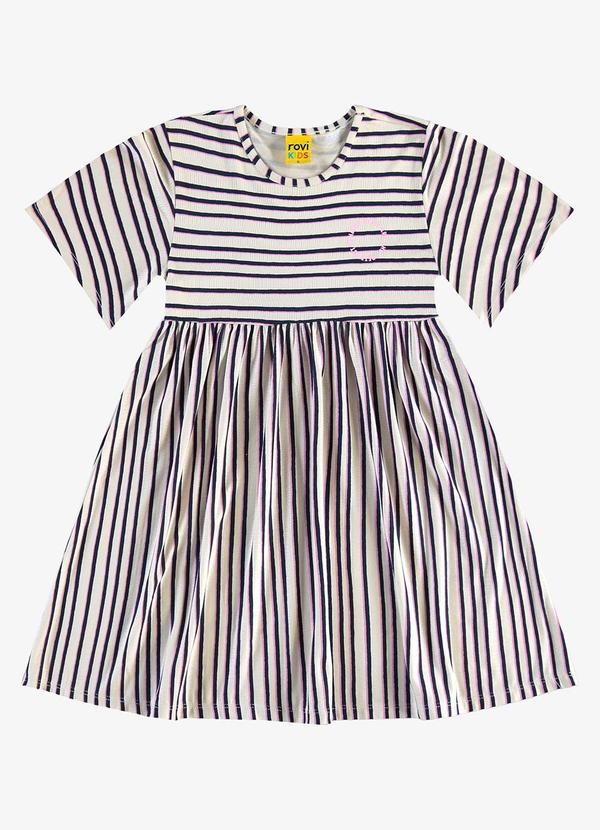 Rovi Kids - Vestido Infantil Visco Maquinetada Azul 5