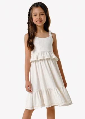 Trick Nick - Vestido Infantil Viscolinho Lurex Bege - TRICK NICK