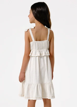 Trick Nick - Vestido Infantil Viscolinho Lurex Bege - TRICK NICK