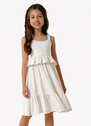 Trick Nick - Vestido Infantil Viscolinho Lurex Bege - TRICK NICK