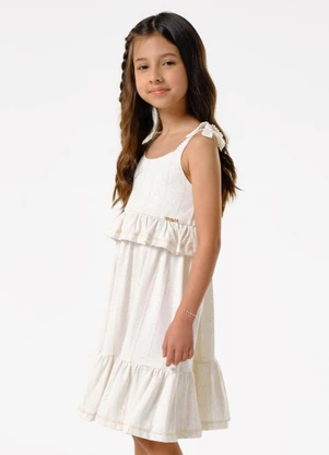 Trick Nick - Vestido Infantil Viscolinho Lurex Bege - TRICK NICK