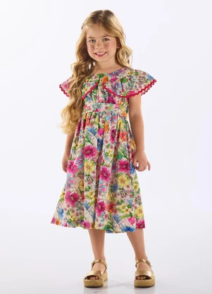 Up Baby - Vestido Infantil Viscose e Linho Branco - UP BABY