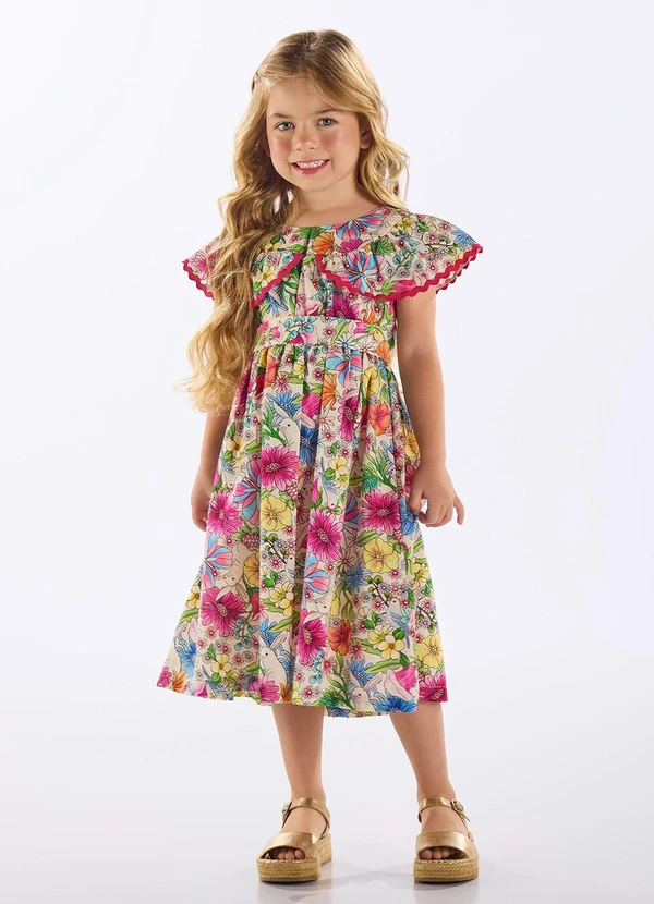 Up Baby - Vestido Infantil Viscose e Linho Branco