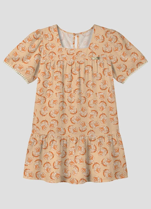 Kely Kety - Vestido Infantil Viscose Estampado Amarelo