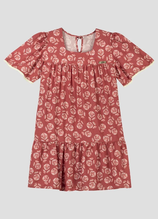 Kely Kety - Vestido Infantil Viscose Estampado Vermelho