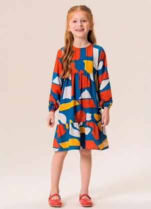 Bugbee - Vestido Infantil Viscose Flamê Multicolorido - BUGBEE