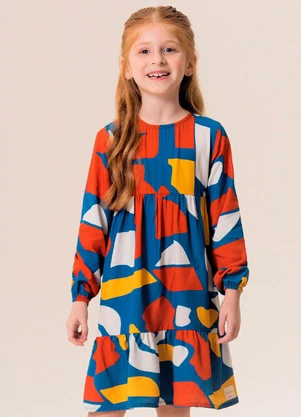 Bugbee - Vestido Infantil Viscose Flamê Multicolorido - BUGBEE