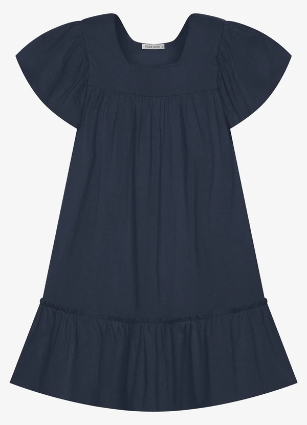 Trick Nick - Vestido Infantil Viscose Liso Azul