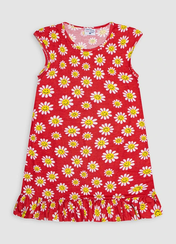 Turminha - Vestido Infantil Viscose Vermelho