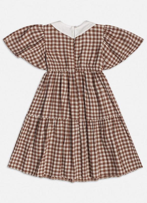 Momi - Vestido Infantil Xadrez com Golinha Marrom 2