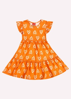 Kyly - Vestido Infatil Menina Corações Laranja - KYLY