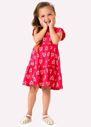Kyly - Vestido Infatil Menina Corações Rosa - KYLY