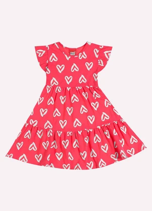 Kyly - Vestido Infatil Menina Corações Rosa - KYLY