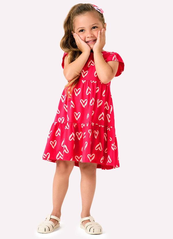 Kyly - Vestido Infatil Menina Corações Rosa 1