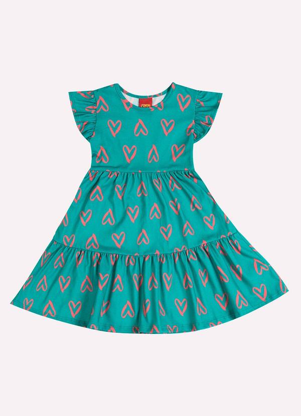Kyly - Vestido Infatil Menina Corações Verde 1