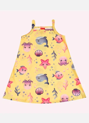 Kyly - Vestido Infatil Menina em Algodão Amarelo - KYLY