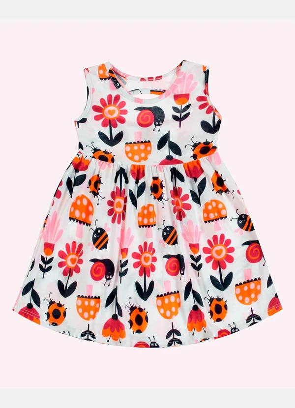Kyly - Vestido Infatil Menina Estampa Branco