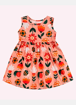 Kyly - Vestido Infatil Menina Estampa Rosa - KYLY
