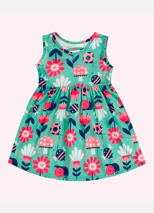Kyly - Vestido Infatil Menina Estampa Verde - KYLY