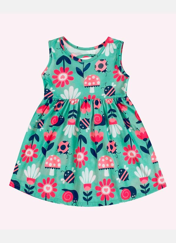 Kyly - Vestido Infatil Menina Estampa Verde