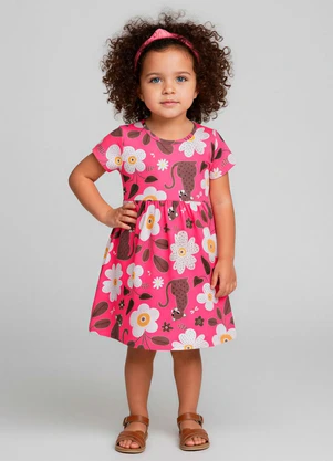 Kyly - Vestido Infatil Menina Flores Rosa - KYLY