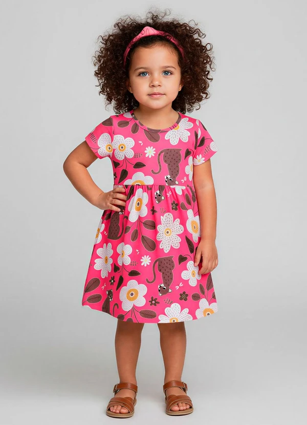 Kyly - Vestido Infatil Menina Flores Rosa
