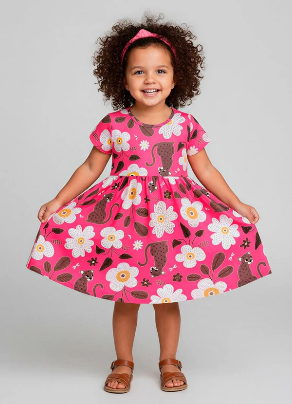 Kyly - Vestido Infatil Menina Flores Rosa 2
