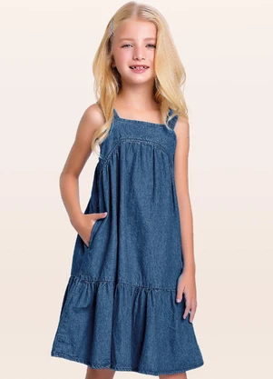 Fakini Kids - Vestido Jeans Azul - FAKINI KIDS