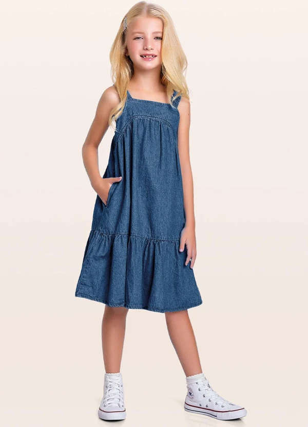Fakini Kids - Vestido Jeans Azul 2