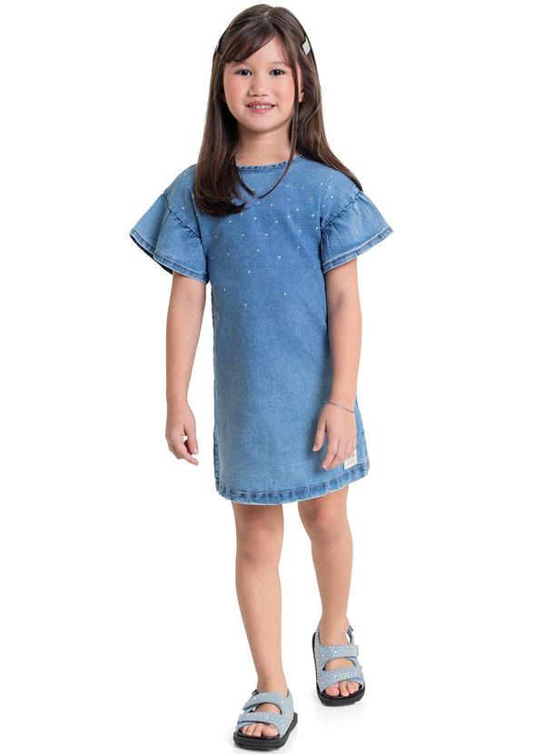 Quimby - Vestido Jeans com Strass para Menina Azul