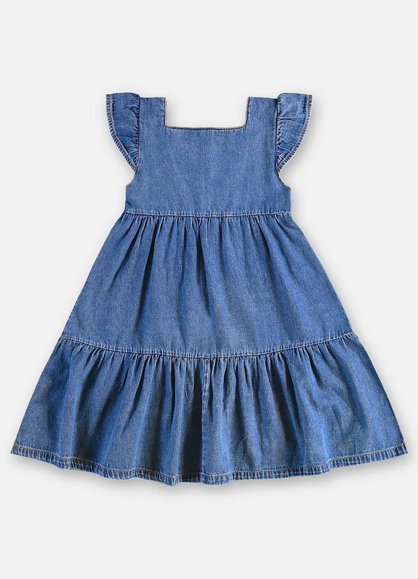 Up Baby - Vestido Jeans Infantil com Babados Azul 3