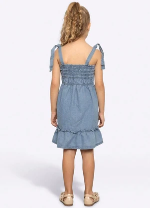 Torra - Vestido Jeans Infantil Curto Alcinha Azul - TORRA