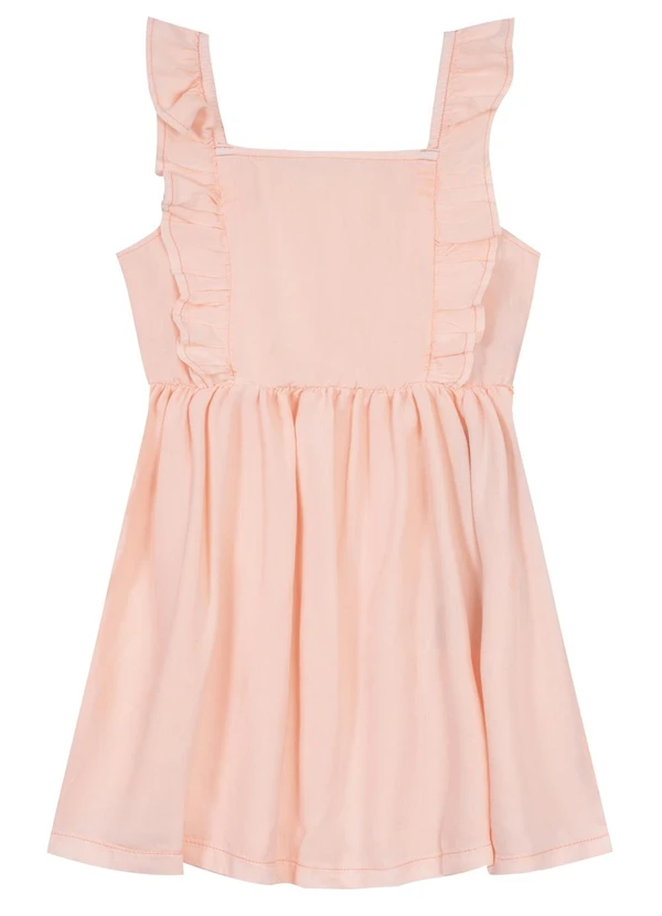 Brandili - Vestido Jeans Infantil Menina com Babados Salmão 3