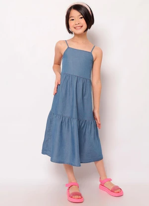 Torra - Vestido Jeans Infantil Midi Azul - TORRA