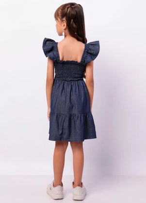 Torra - Vestido Jeans Infantil Três Marias Lastex Azul - TORRA