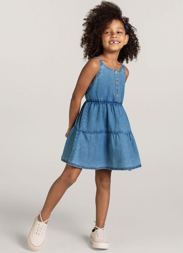 Brandili - Vestido Jeans Leve Infantil Azul