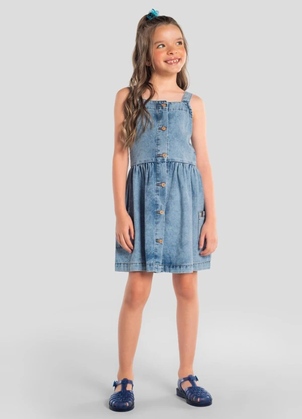Brandili - Vestido Jeans Teen Menina Azul