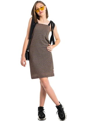 Gloss - Vestido Juvenil com Alças em Tricot Marrom - GLOSS