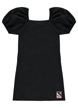 Gloss - Vestido Juvenil com Manga Bufante Preto - GLOSS