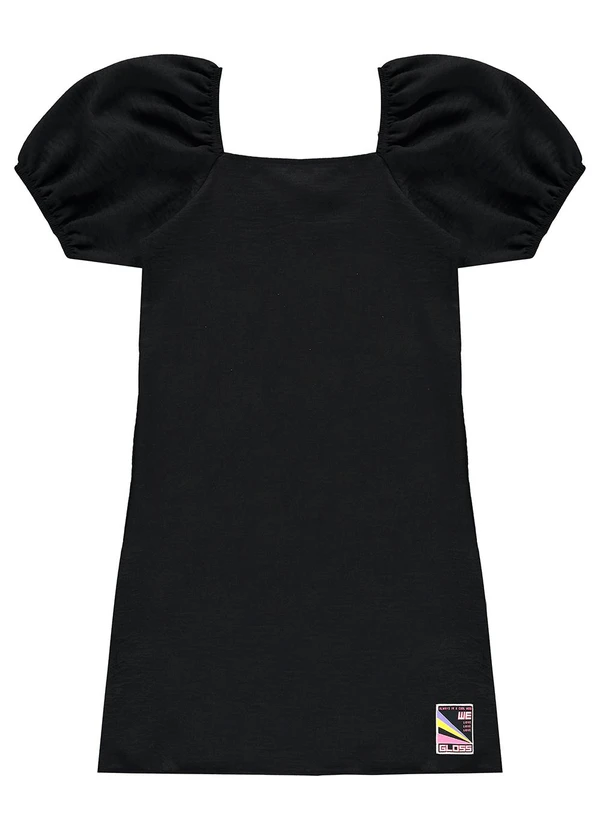 Gloss - Vestido Juvenil com Manga Bufante Preto 2