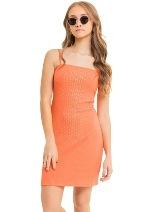 Gloss - Vestido Juvenil com Strass Laranja - GLOSS