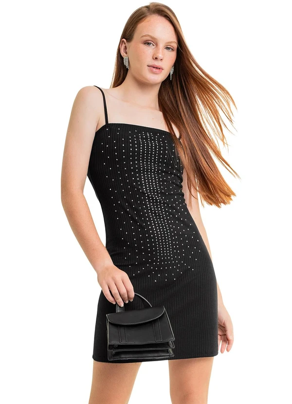 Gloss - Vestido Juvenil com Strass Preto 1