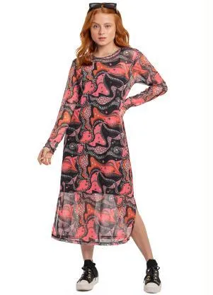 Gloss - Vestido Juvenil em Cotton Rosa - GLOSS