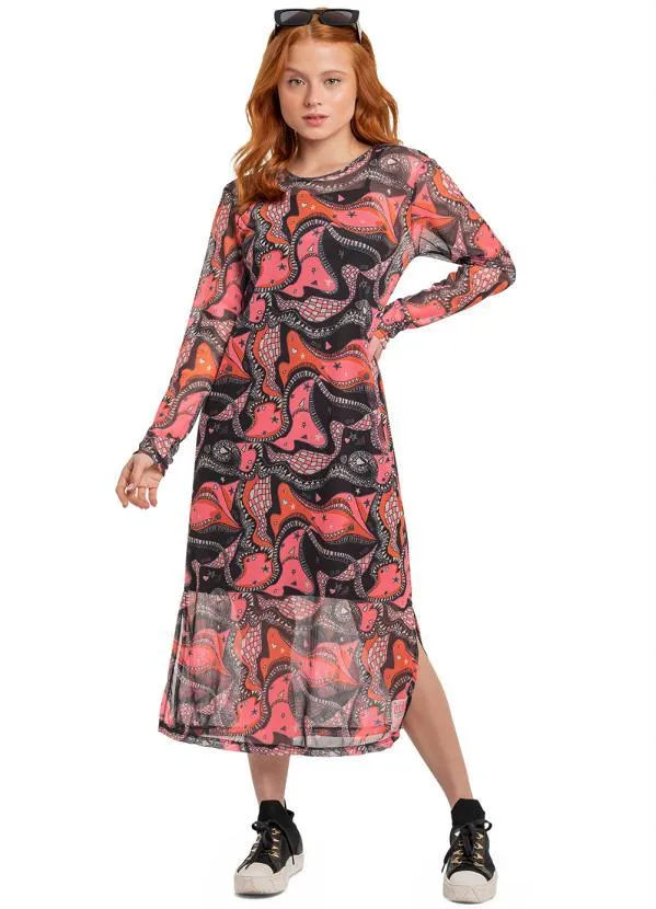 Gloss - Vestido Juvenil em Cotton Rosa