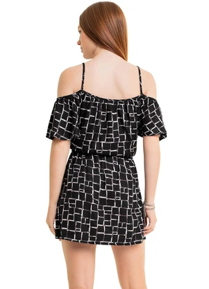 Gloss - Vestido Juvenil em Viscose Sarjada Preto - GLOSS
